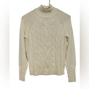 Belford Women’s Cable Knit Mock Neck Winter White Sweater Size Small NWT